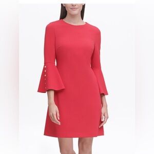 Tommy Hilfiger Women Bell-Sleeve Sheath Dress Size 2